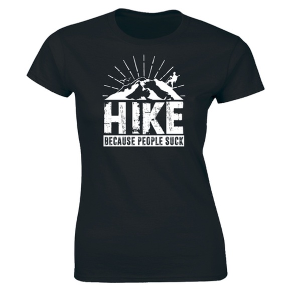Half It Tops - Hike Because People Mountain Hiking T-shirt Tee Half It Tops - Hike Because People Mountain Hiking T-shirt Tee